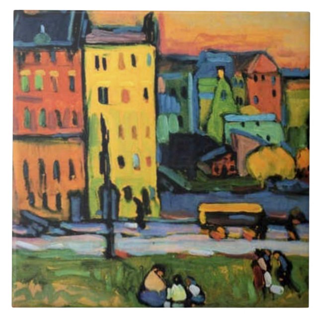 Kandinsky - Houses in Munich, Tile (Front)