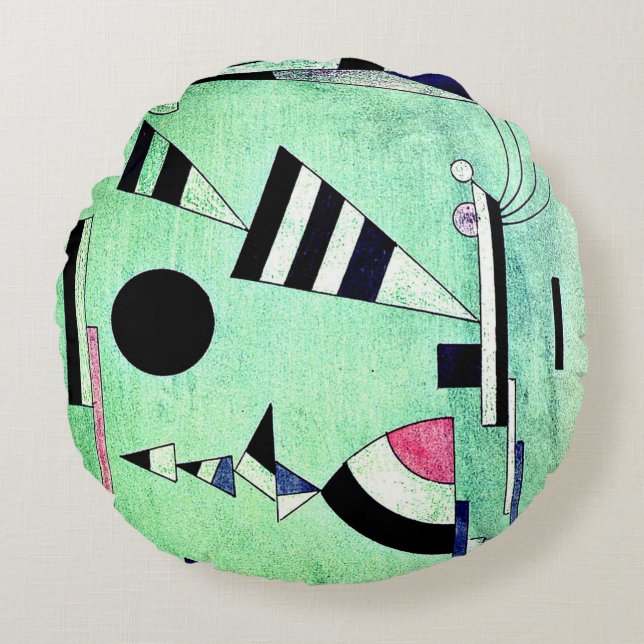 Kandinsky - Immersed in Green Round Pillow (Front)