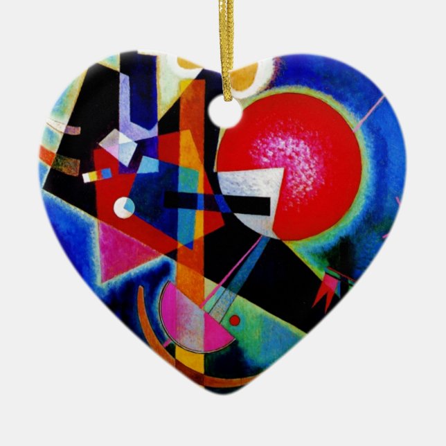 Kandinsky in Blue Abstract Painting Ceramic Ornament (Front)