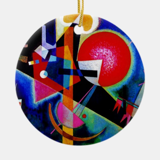Kandinsky in Blue Abstract Painting Ceramic Ornament (Front)