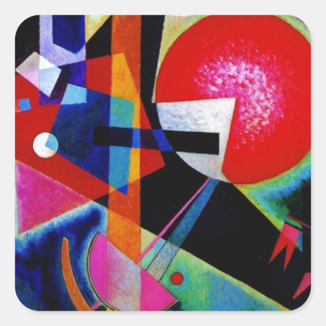 Kandinsky in Blue Abstract Painting Square Sticker (Front)