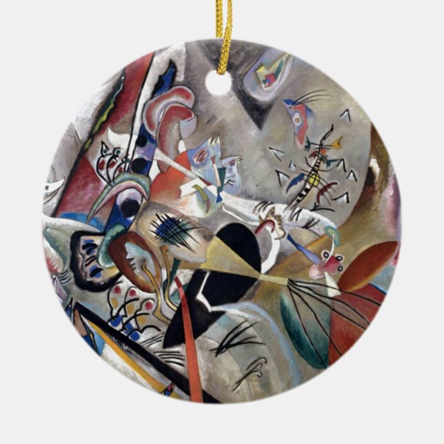Kandinsky In Grey Abstract Artwork Ceramic Ornament (Front)