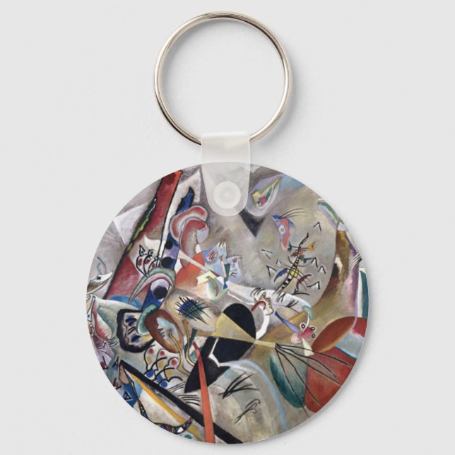 Kandinsky In Grey Abstract Artwork Keychain (Front)