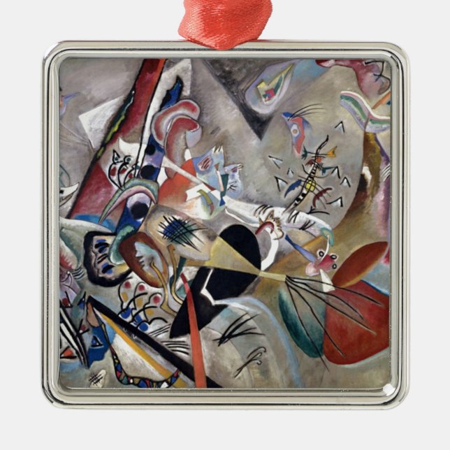 Kandinsky In Grey Abstract Artwork Metal Ornament (Front)