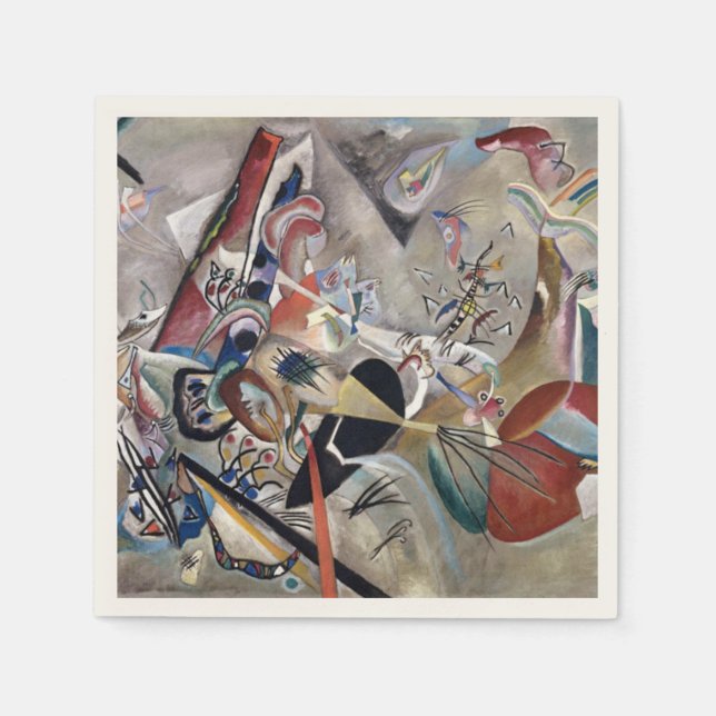 Kandinsky In Grey Abstract Artwork Napkin (Front)