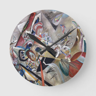 Kandinsky In Grey Abstract Artwork Round Clock