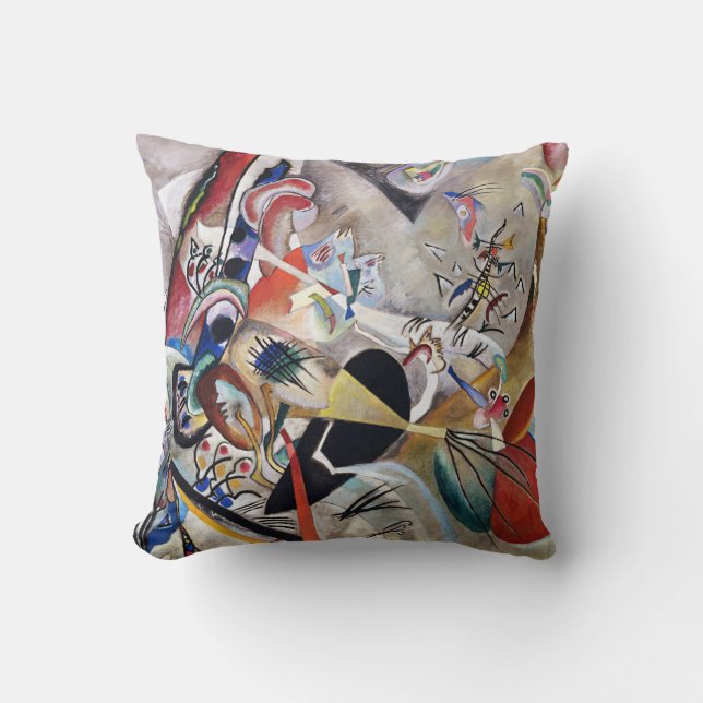 Kandinsky In Grey Throw Pillow (Front)