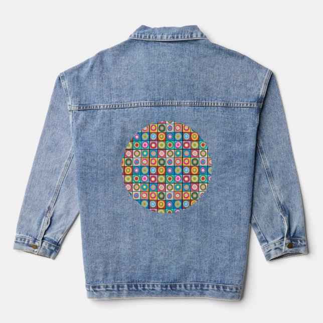 Kandinsky-Inspired Circles  Denim Jacket (Back)