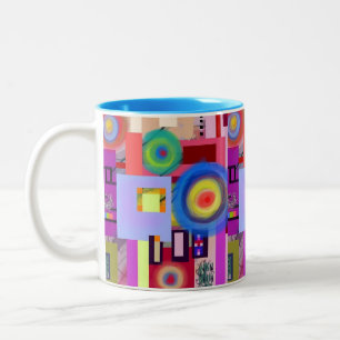 Kandinsky Inspired Digital Drawing No. 1 Two-Tone Coffee Mug