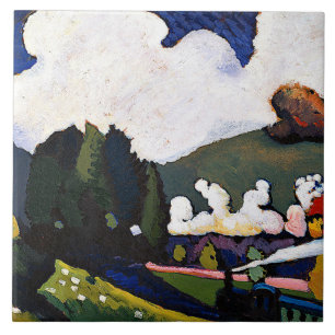Kandinsky - Landscape near Murnau with Locomotive Tile