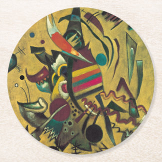 Kandinsky Modern Absract Expressionist Artwork Round Paper Coaster