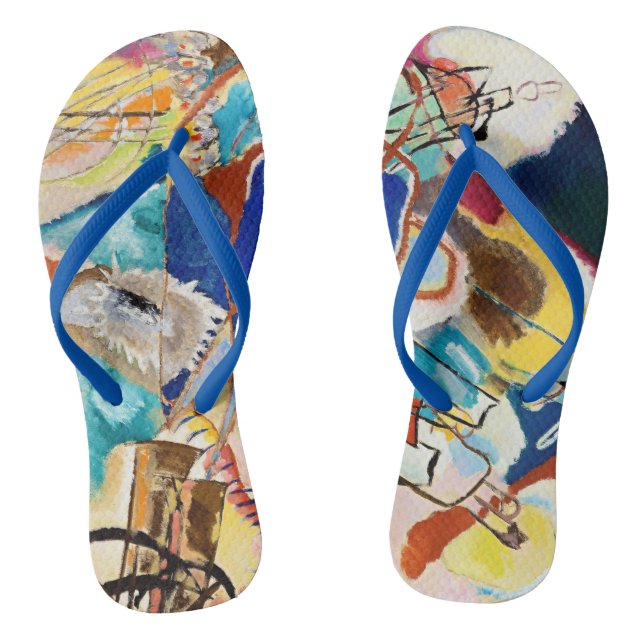 Kandinsky Modern Abstract Painting Artwork Flip Flops (Footbed)