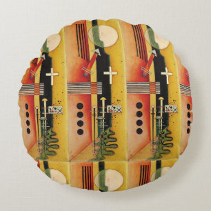 Kandinsky Modern Abstract Painting Artwork Round Pillow