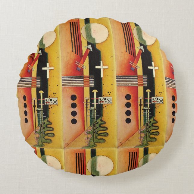 Kandinsky Modern Abstract Painting Artwork Round Pillow (Front)