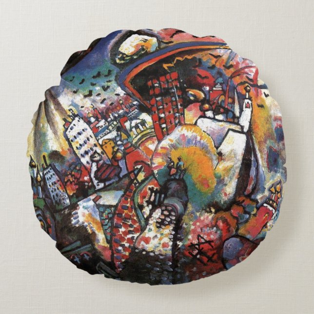 Kandinsky Moscow I Cityscape Abstract Art Round Pillow (Front)
