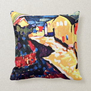 Kandinsky - Murnau with Rainbow, landscape art Throw Pillow