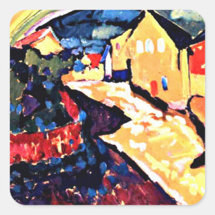 Kandinsky - Murnau with Rainbow,  Square Sticker