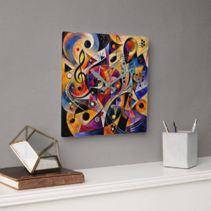 Kandinsky Musical Abstract Art Square Wall Clock