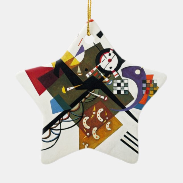 Kandinsky On White Two Abstract Painting Ceramic Ornament (Front)