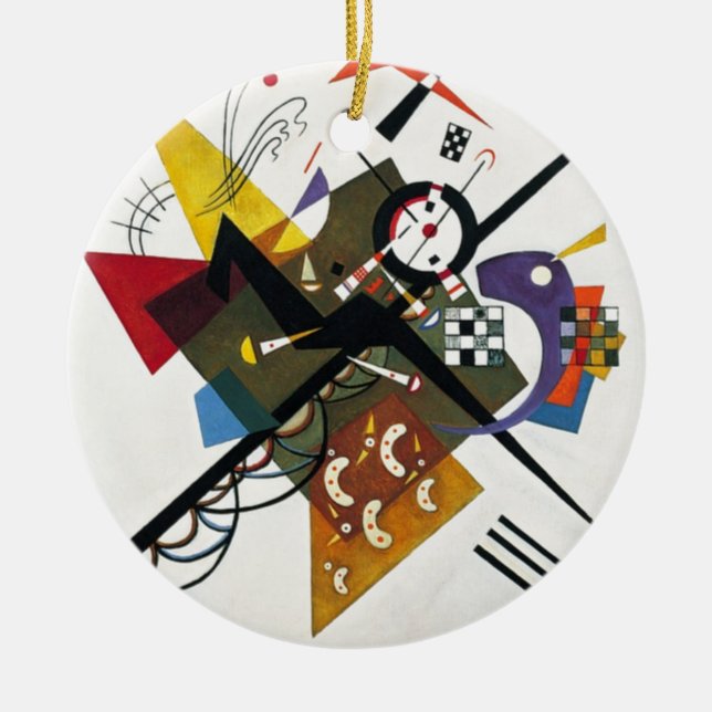 Kandinsky On White Two Abstract Painting Ceramic Ornament (Front)