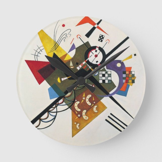 Kandinsky On White Two Abstract Painting Round Clock (Front)