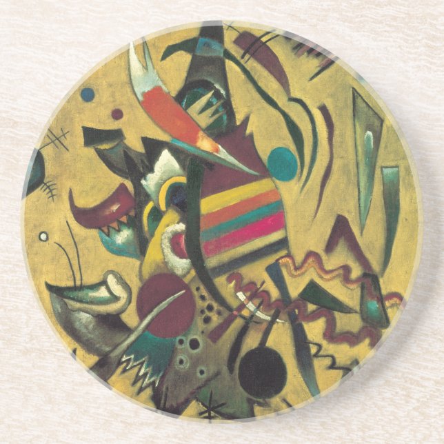Kandinsky Points Abstract Canvas Painting Coaster (Front)