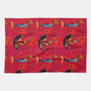 Kandinsky Red Black Abstract Art Kitchen Towel