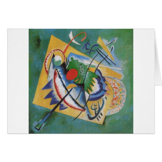 Kandinsky rouge ovale Abstraite oeuvre d'art vert  (Devant horizontal)