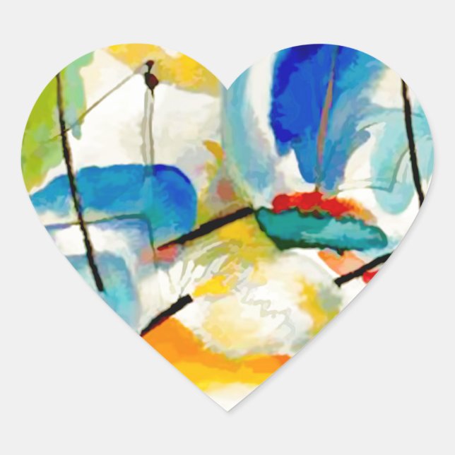 Kandinsky Sea Battle 1913 Heart Sticker (Front)