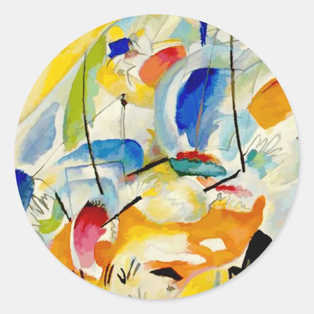 Kandinsky Sea Battle Painting 1913 Classic Round Sticker (Front)