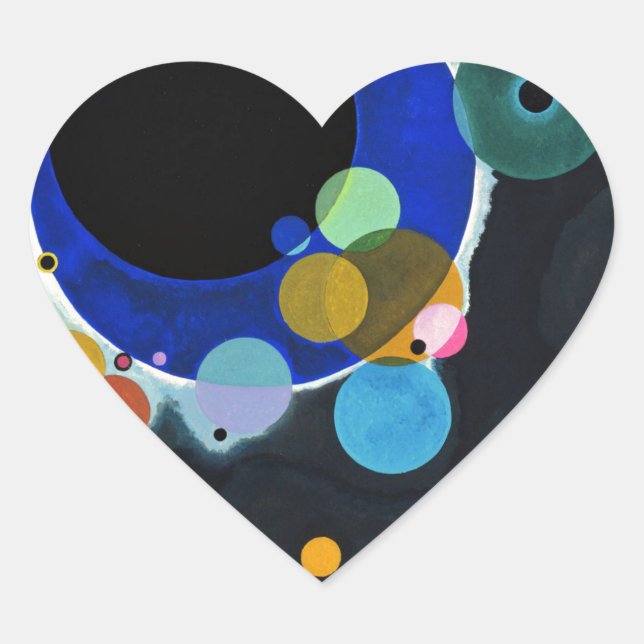 Kandinsky Several Circles Abstract Heart Sticker (Front)