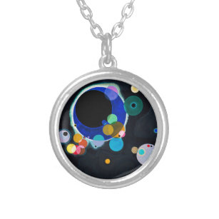 Kandinsky Several Circles Abstract Silver Plated Necklace