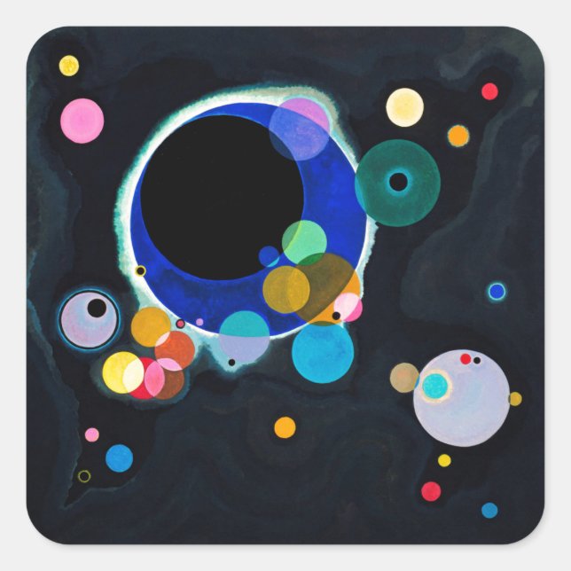 Kandinsky Several Circles Abstract Square Sticker (Front)