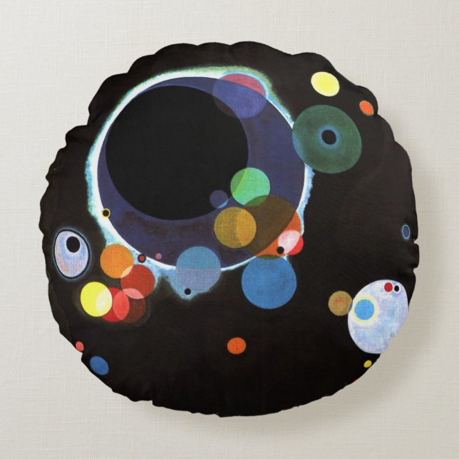 Kandinsky - Several Circles, famous abstract art Round Pillow (Front)