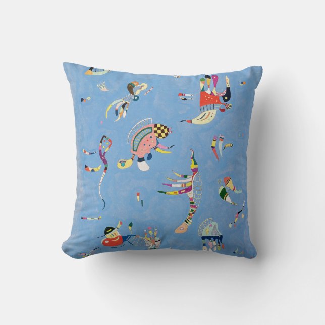 Kandinsky Sky Blue Throw Pillow (Front)