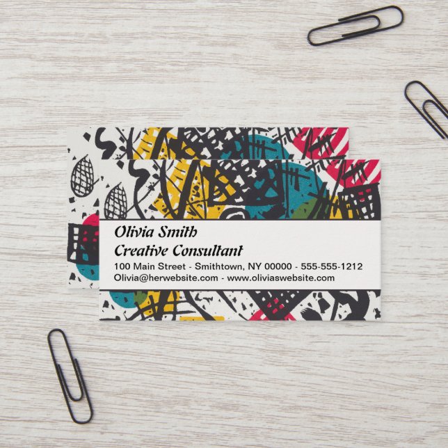 Kandinsky Small Worlds V Abstract Classic Business Card (Front/Back In Situ)