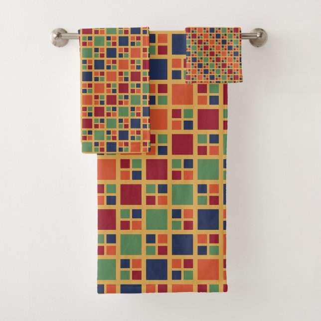 Kandinsky Squares Bath Towel Set (Insitu)