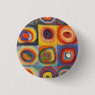 Kandinsky Squares Concentric Circles 1 Inch Round Button