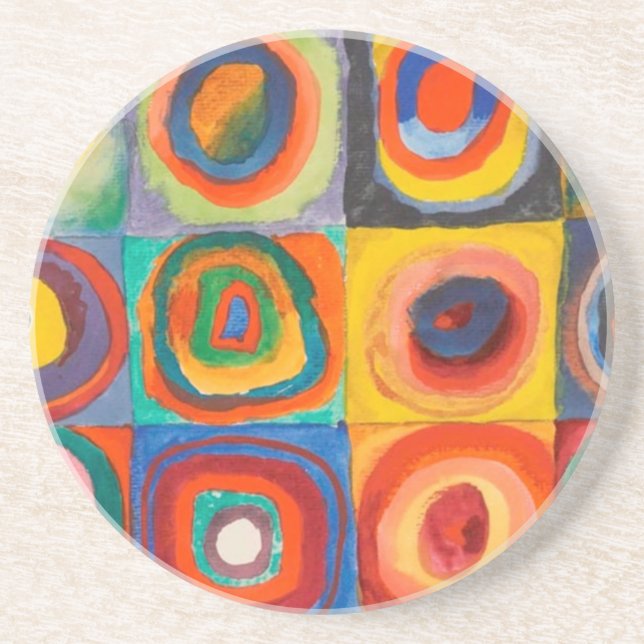 Kandinsky Squares Concentric Circles Coaster (Front)