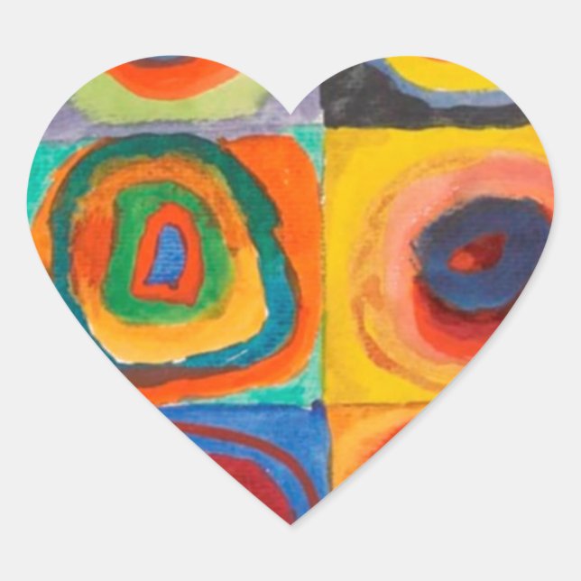 Kandinsky Squares Concentric Circles Heart Sticker (Front)