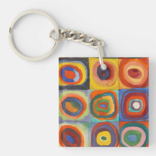 Kandinsky Squares Concentric Circles Keychain