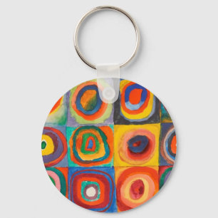 Kandinsky Squares Concentric Circles Keychain