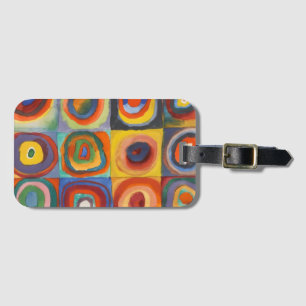 Kandinsky Squares Concentric Circles Luggage Tag