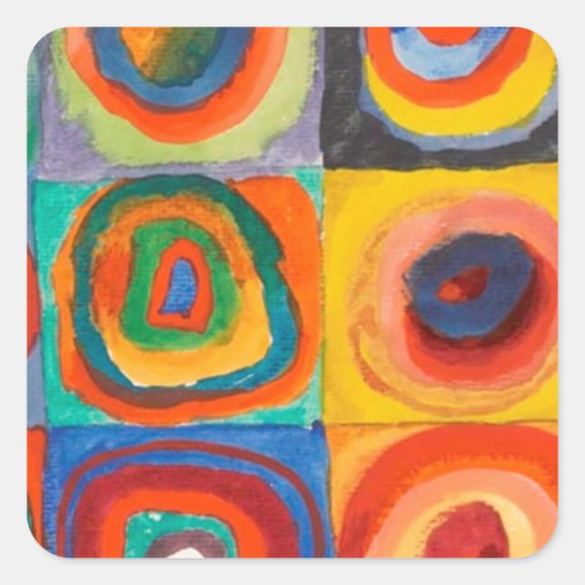 Kandinsky Squares Concentric Circles Square Sticker (Front)
