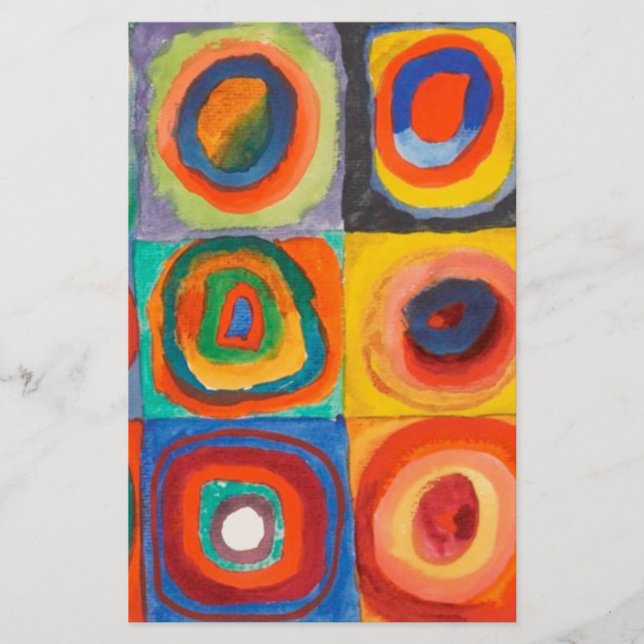 Kandinsky Squares Concentric Circles Stationery (Front)