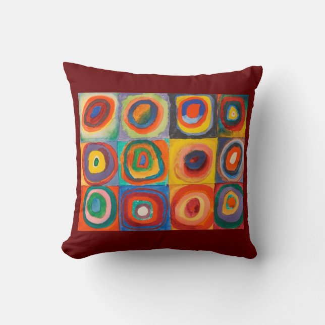 Kandinsky Squares Concentric Circles Throw Pillow (Front)