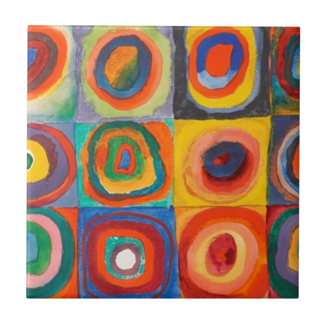 Kandinsky Squares Concentric Circles Tile (Front)