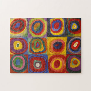 Kandinsky Squares With Concentric Circles Colorful Jigsaw Puzzle