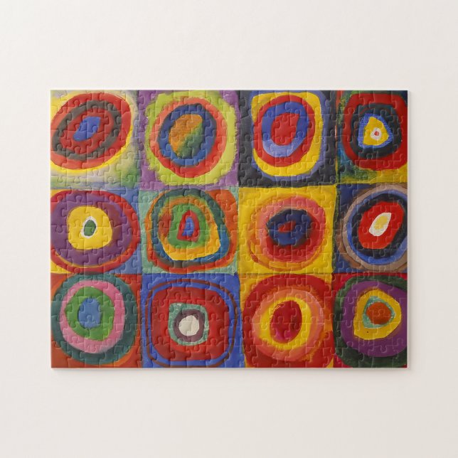Kandinsky Squares With Concentric Circles Colorful Jigsaw Puzzle (Horizontal)