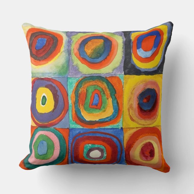 Kandinsky - Squares with Concentric Circles Throw Pillow (Front)